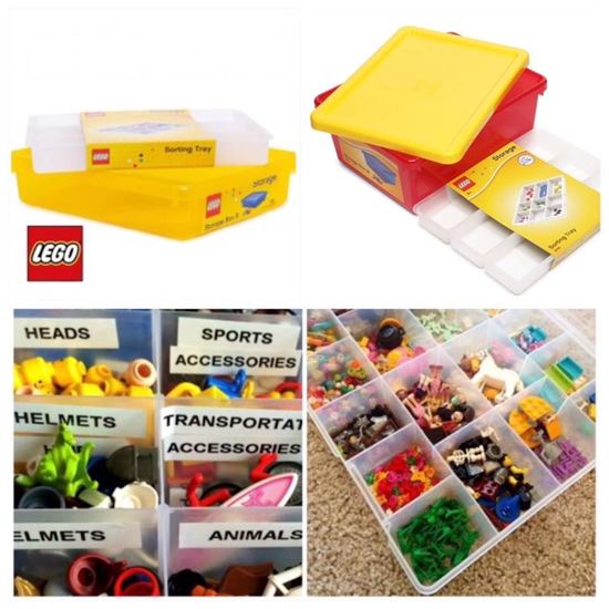 圖片 Lego 工具人仔分類收納箱 (扁身款) 紅盤配黃蓋