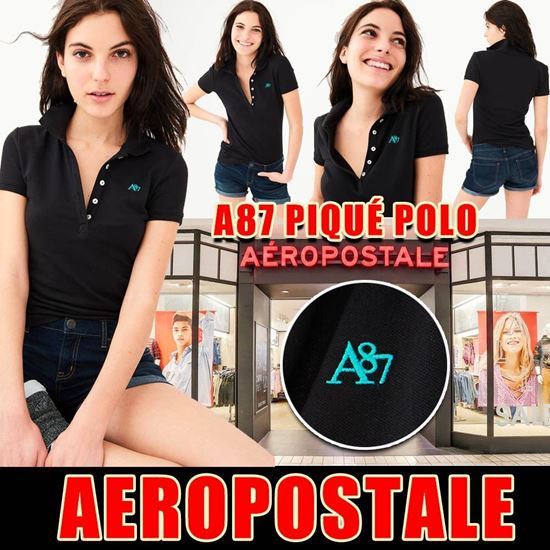 圖片 **貨品已截單**A P4U 6中: Aeropostale 女裝黑色立領Polo上衣