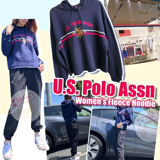 圖片 A P4U 7中：U.S. Polo Assn. 經典logo有帽女裝衛衣（深藍色）